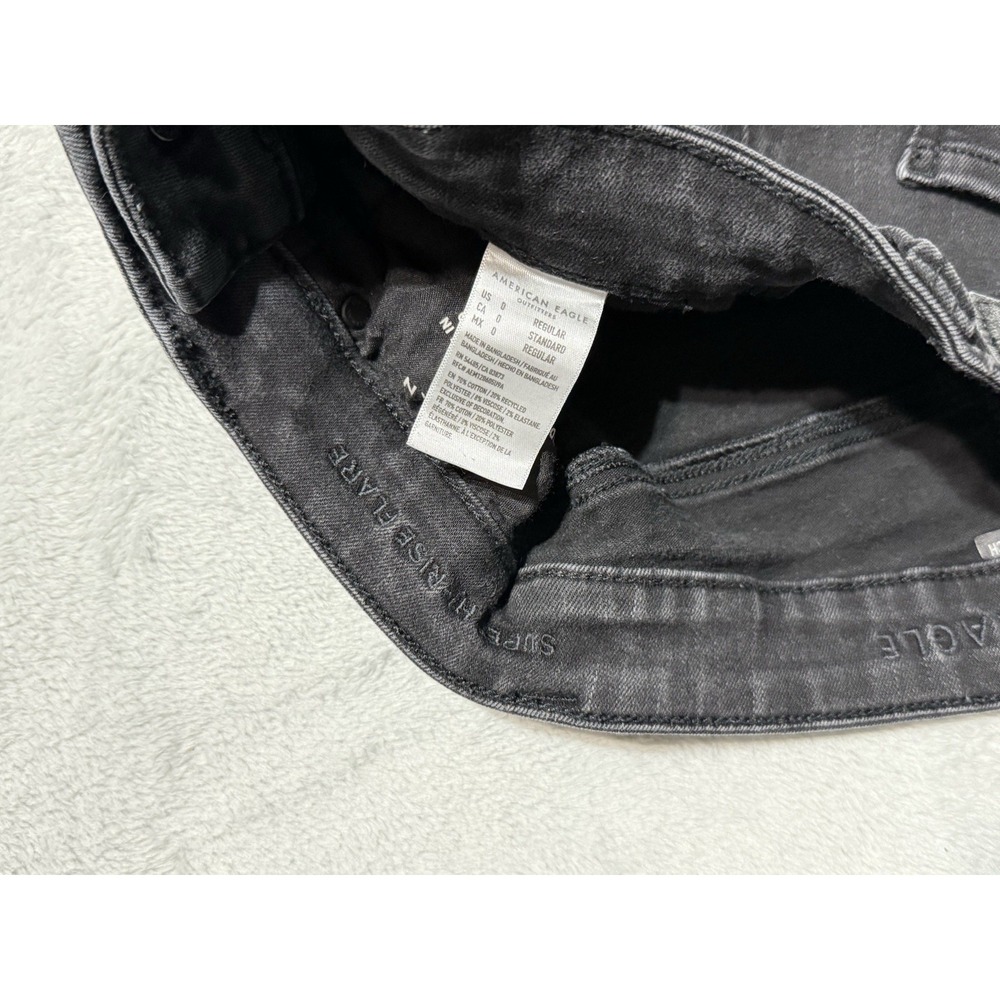 American Eagle Jeans Womens 0 Black Super High Rise Flare Stretch Denim 25x30 - Picture 6 of 9